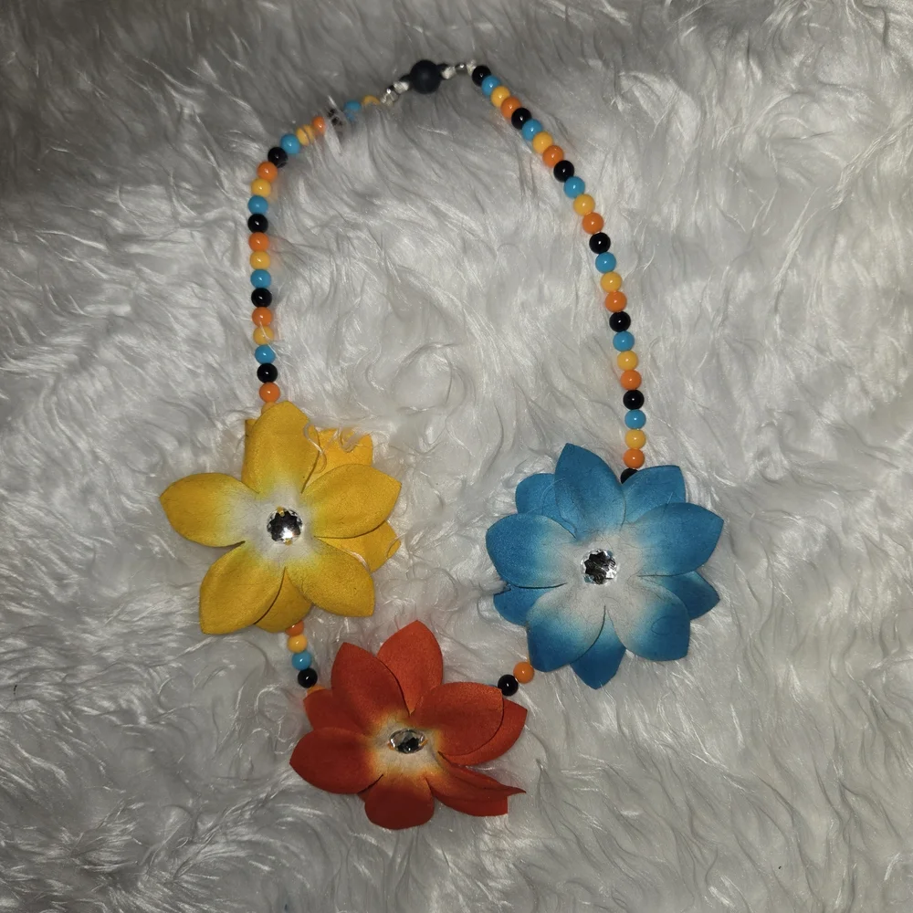 Gymboree Colorful Tropical Bloom Floral Kids Necklace Vintage Necklace